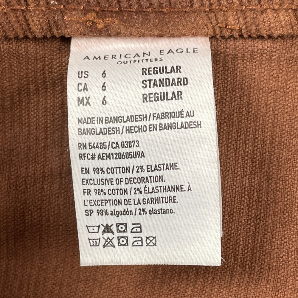 American Eagle Corduroy Pants Womens 6 Brown Flare Stretch High Rise Retro 70s - Picture 3 of 9